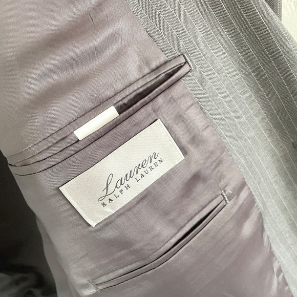 Lauren Ralph Lauren Men’s Blazer Formal Gray Pinstripe Single breast Sz 46R - Picture 7 of 14